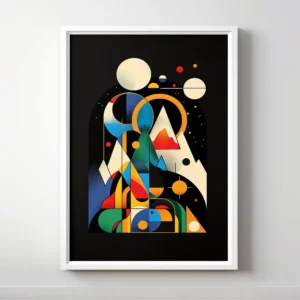 Abstract geometric art with bold shapes and vibrant colors