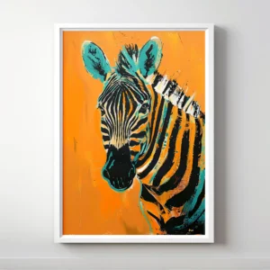 Abstract painting of a vibrant zebra.