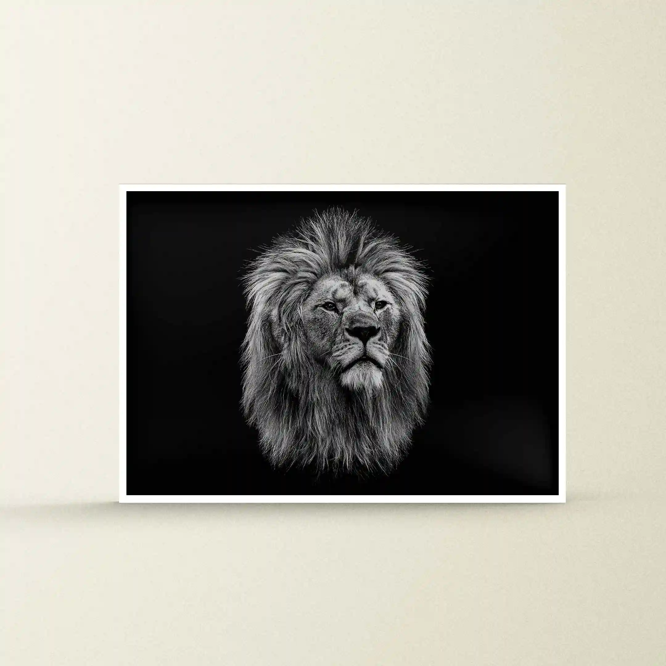 Black and white abstract art of a lion.