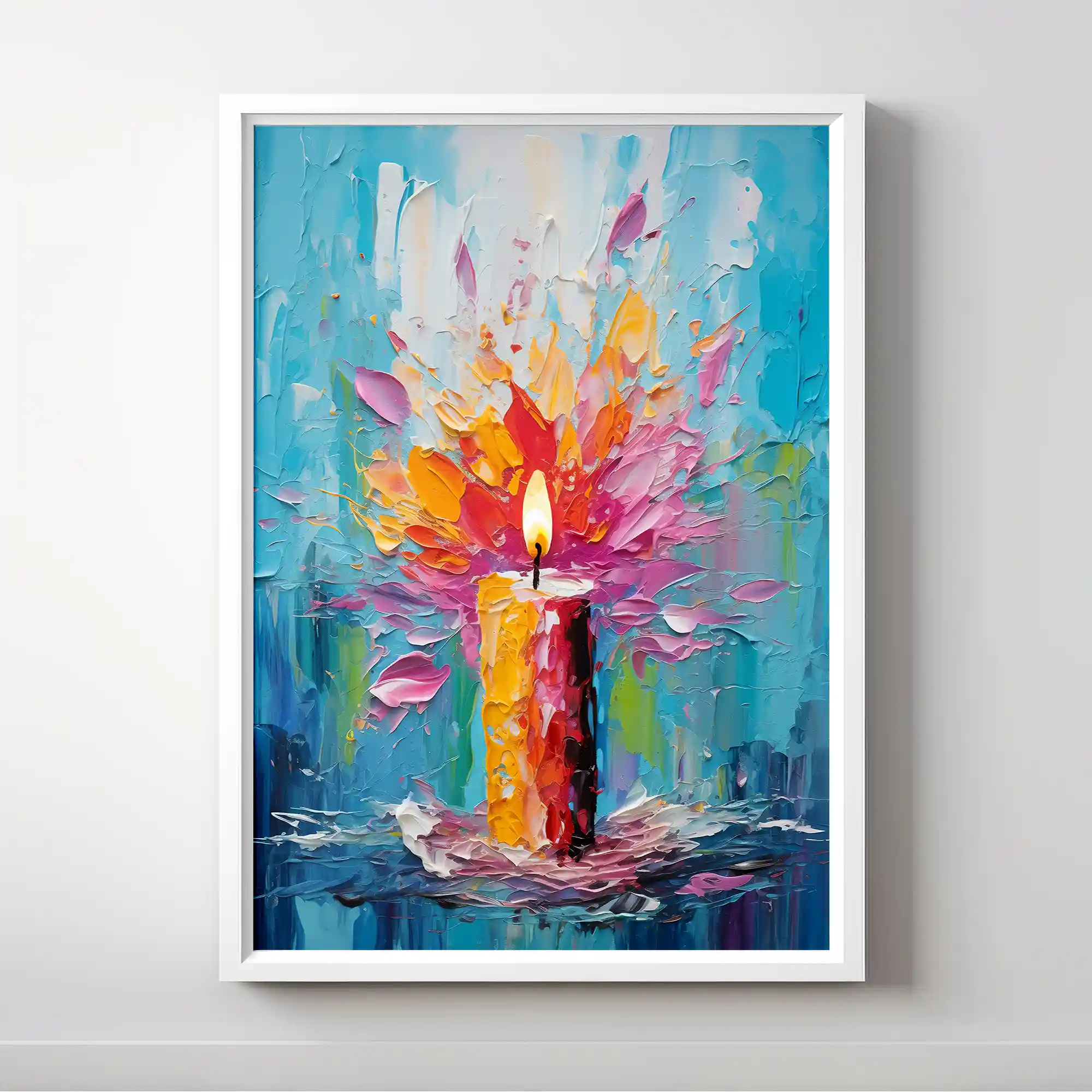 Abstract painting with a burst of vibrant colors.