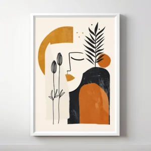 Minimalist abstract art with simple shapes and a neutral palette.