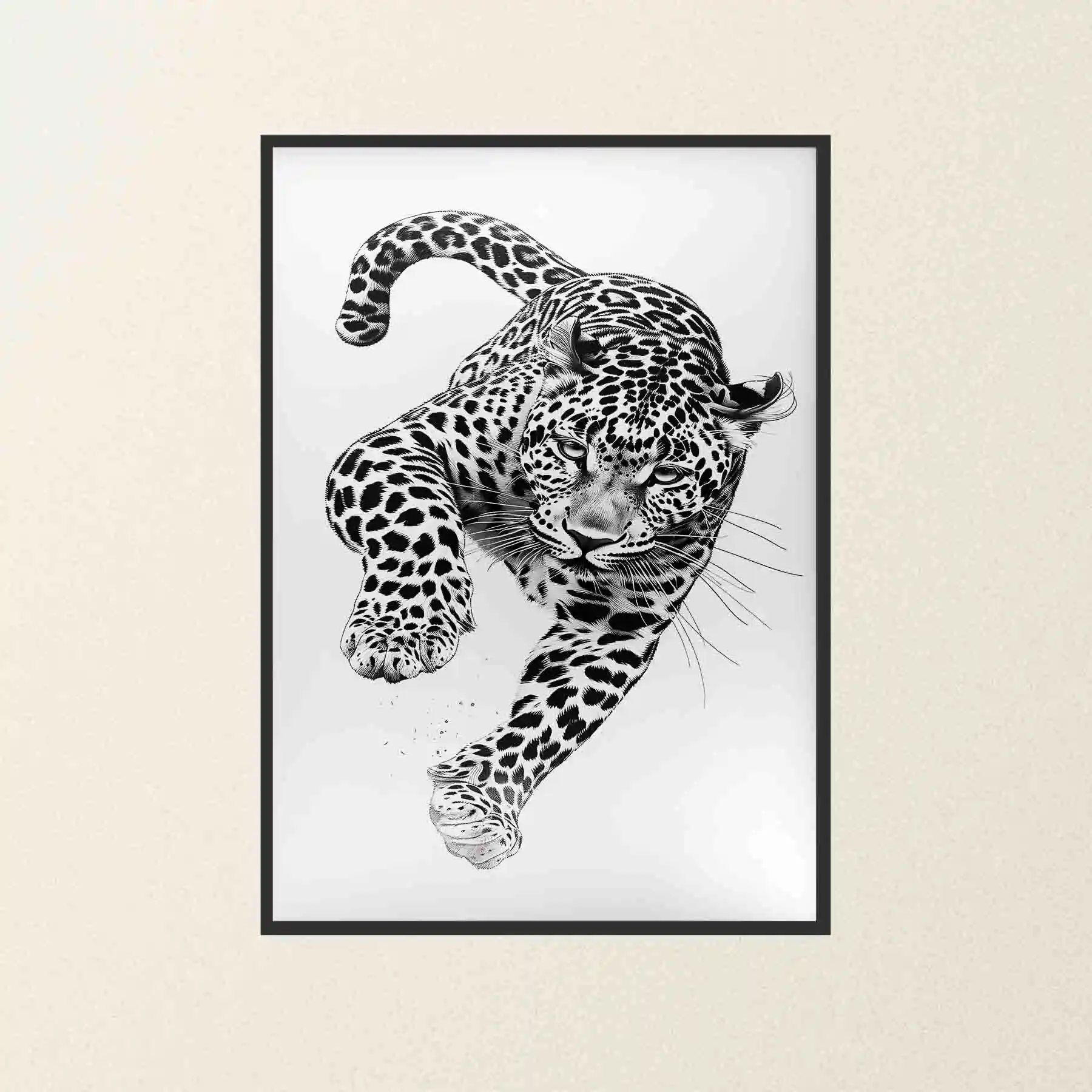 Black and white abstract art of a leopard.