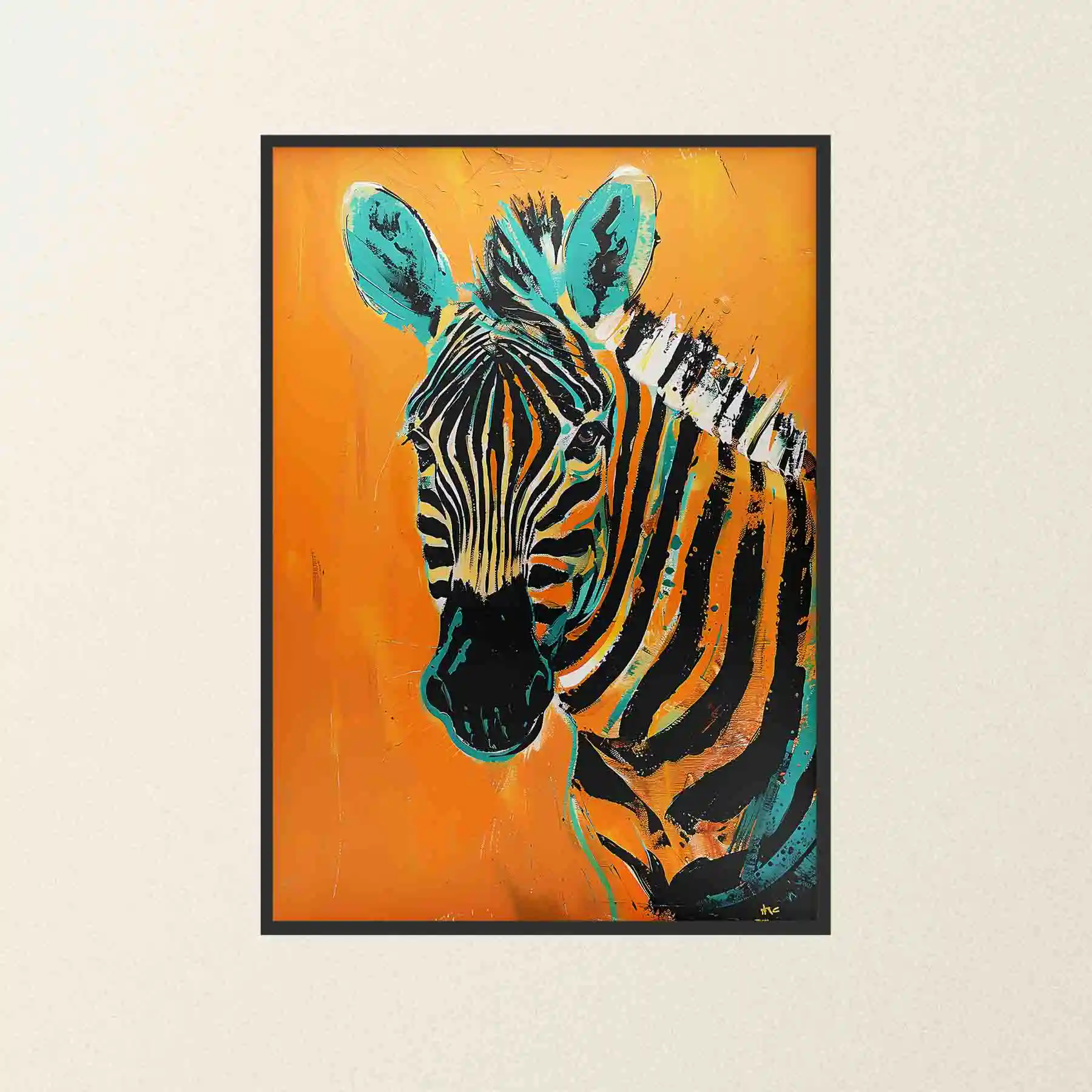 Abstract painting of a vibrant zebra.