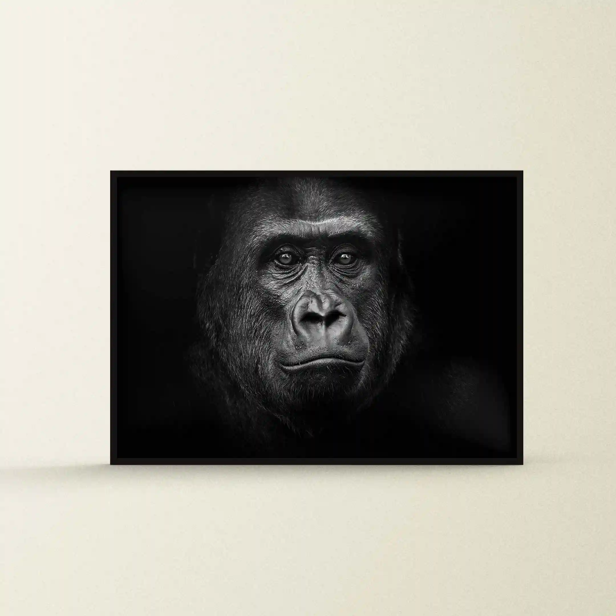 Black and white abstract art of a gorilla.