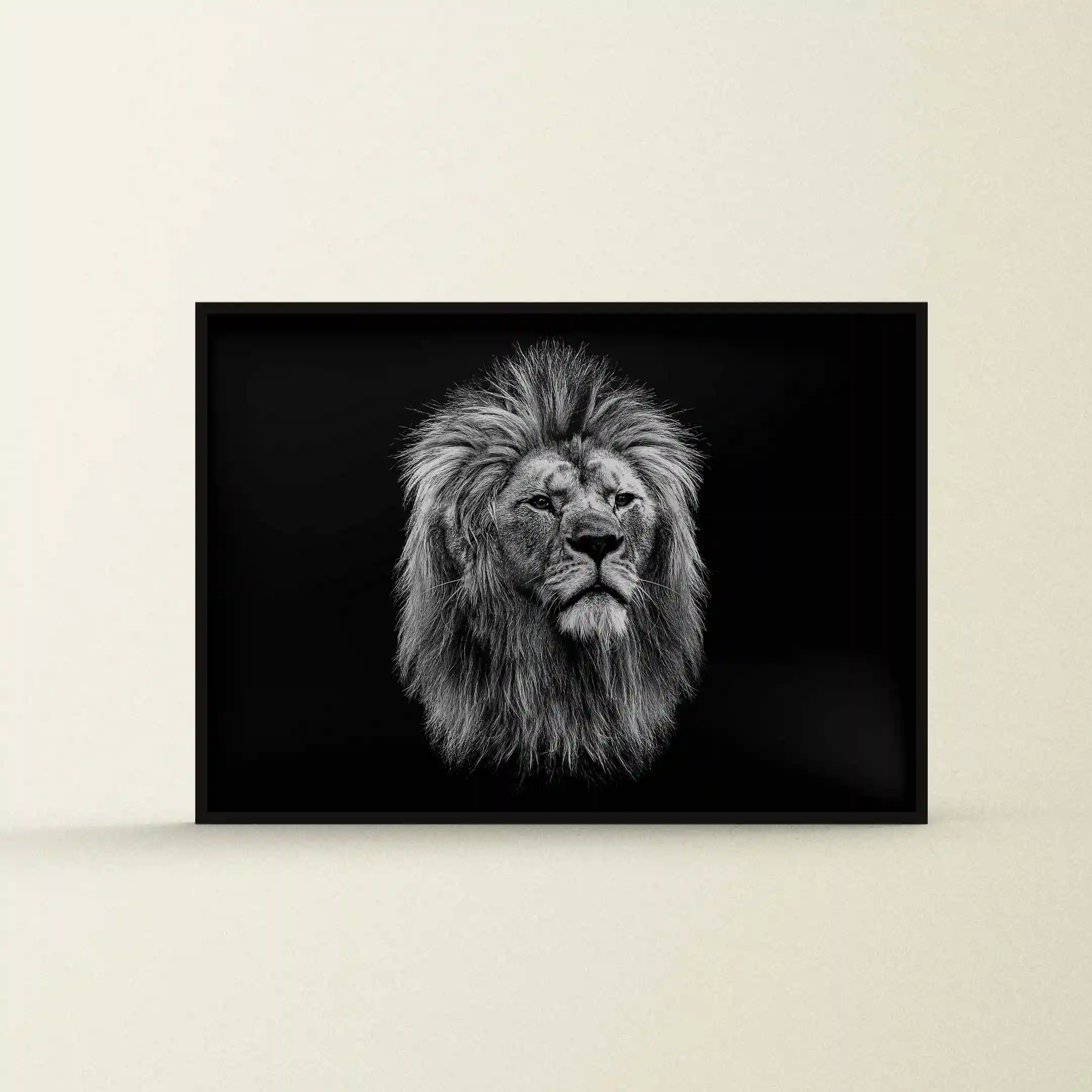 Black and white abstract art of a lion.