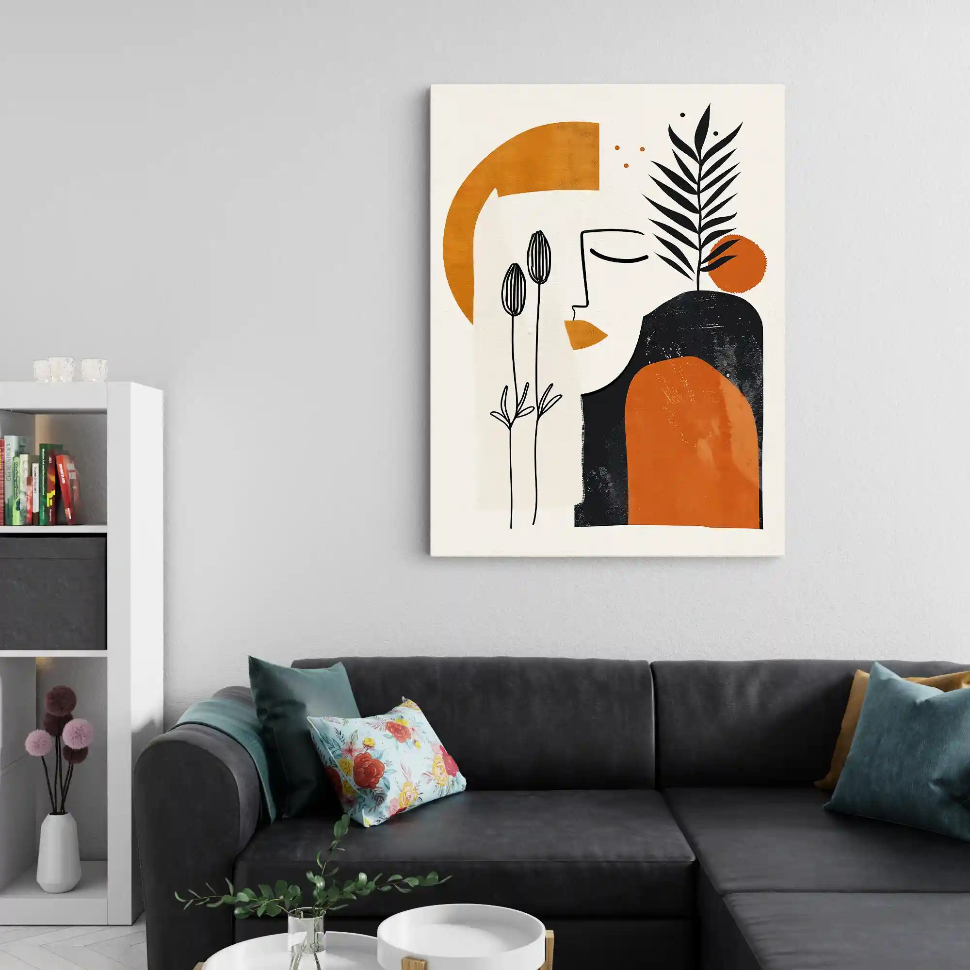 Minimalist abstract art with simple shapes and a neutral palette.