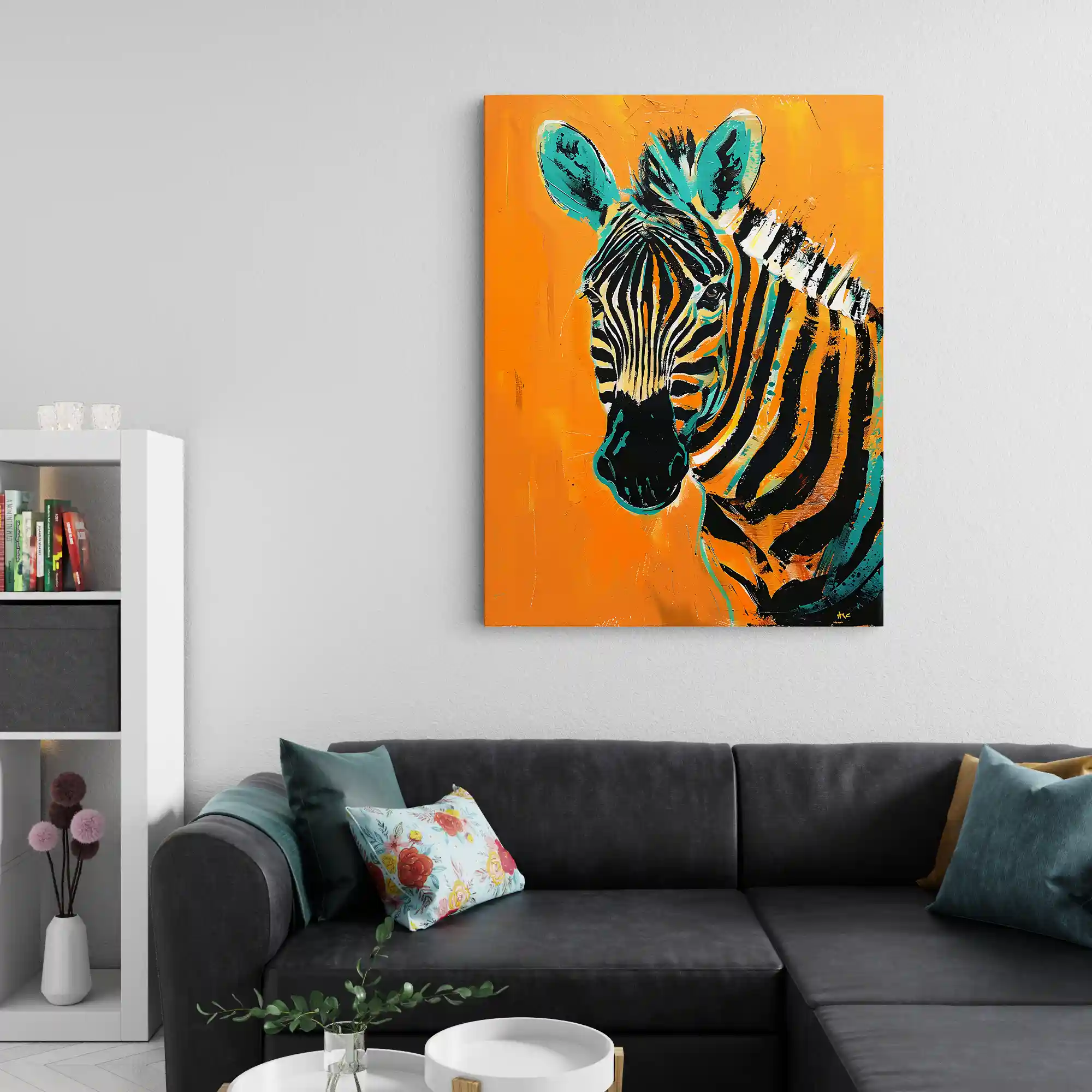 Abstract painting of a vibrant zebra.