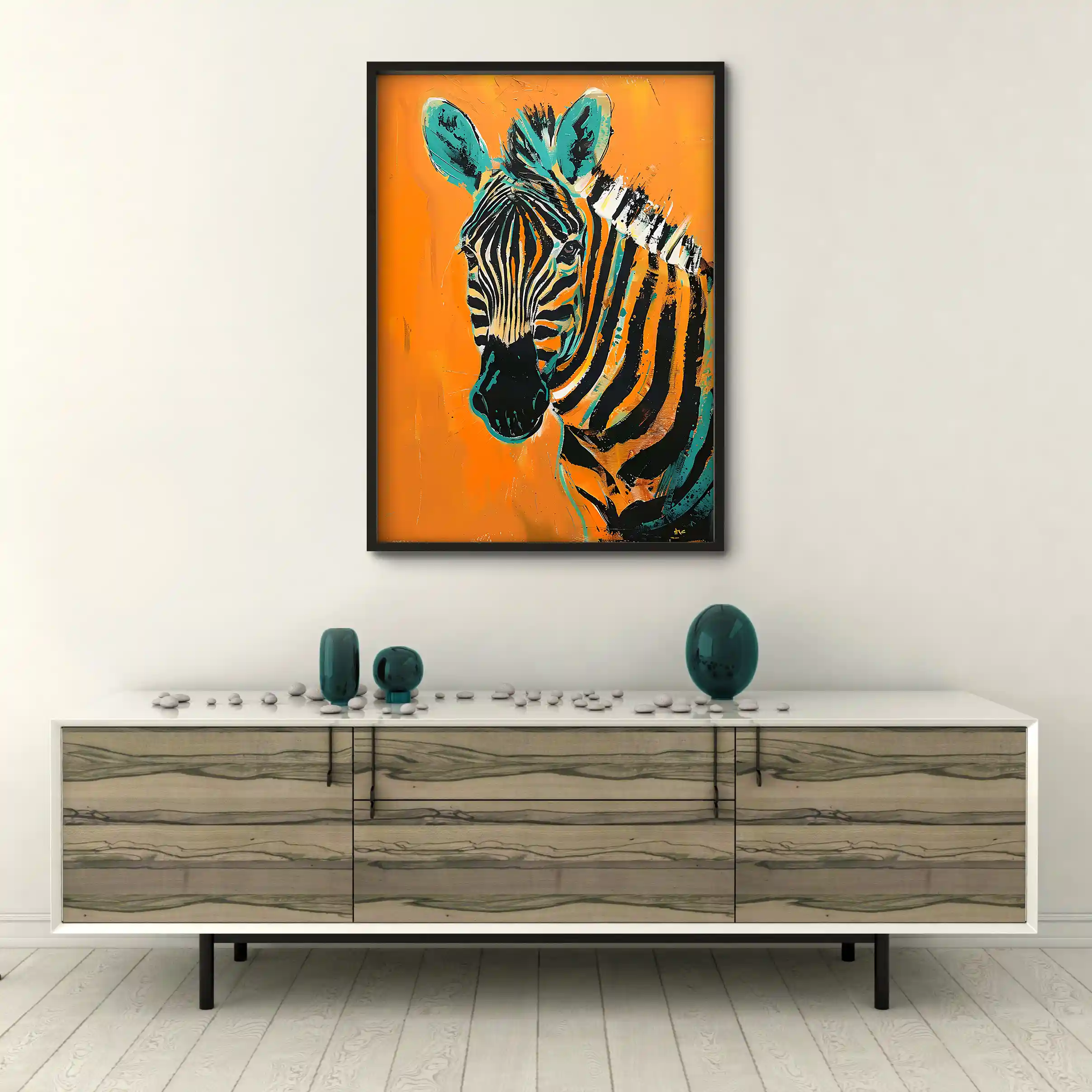 Abstract painting of a vibrant zebra.