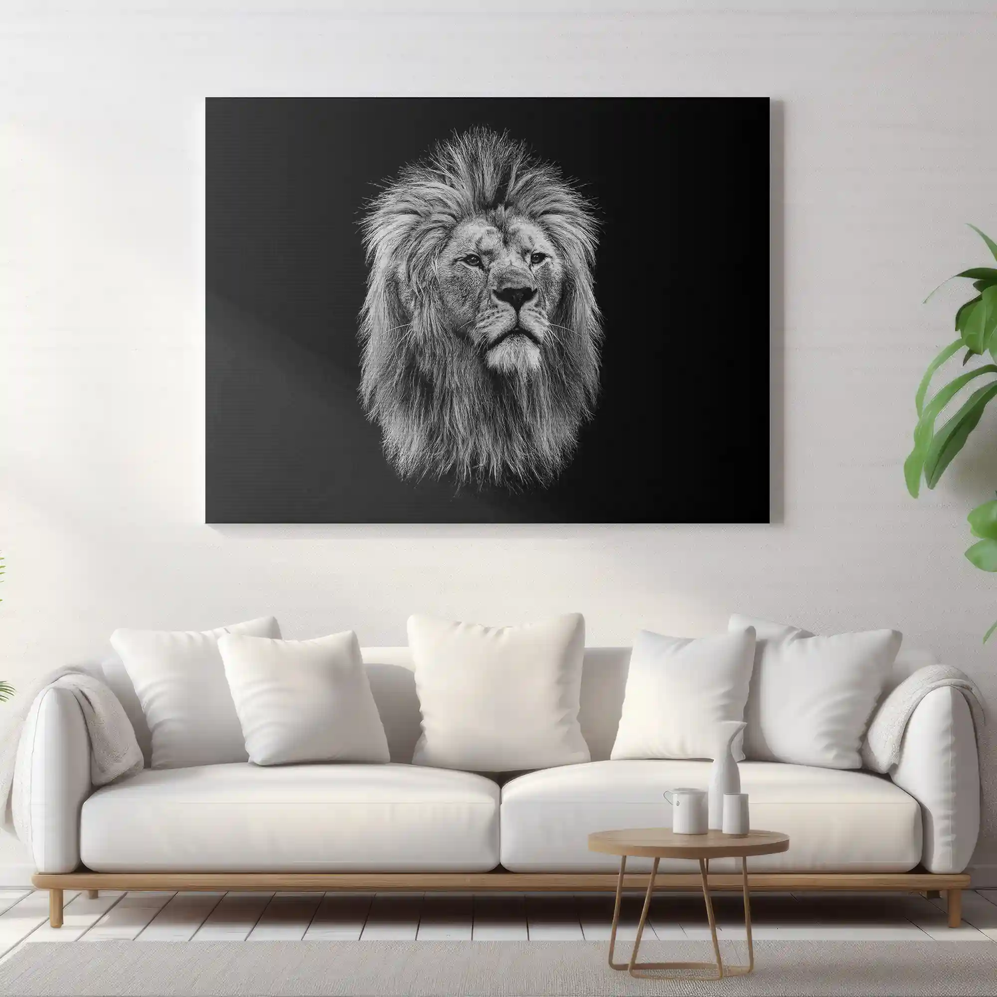 Black and white abstract art of a lion.