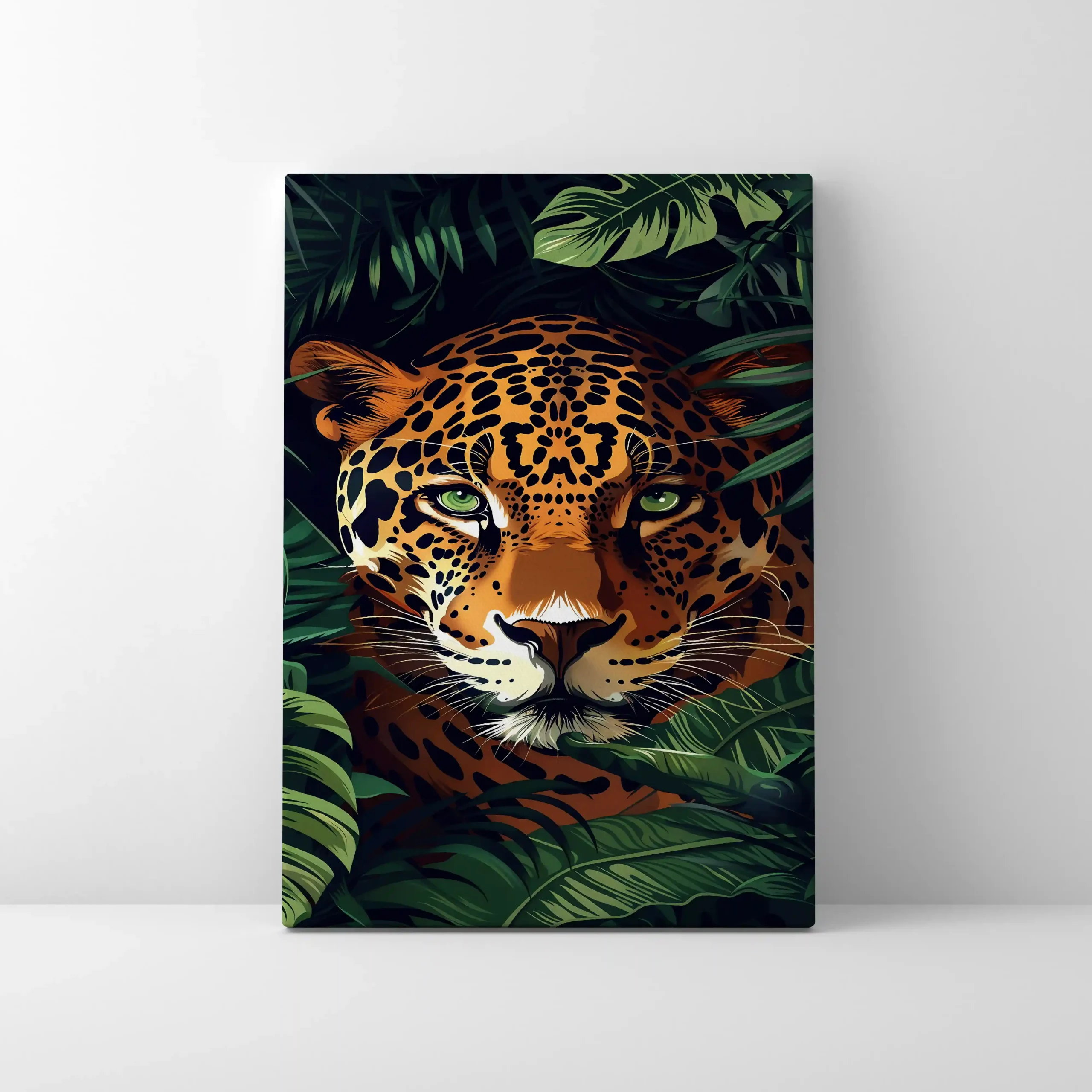 Abstract painting of a tiger in a jungle setting.