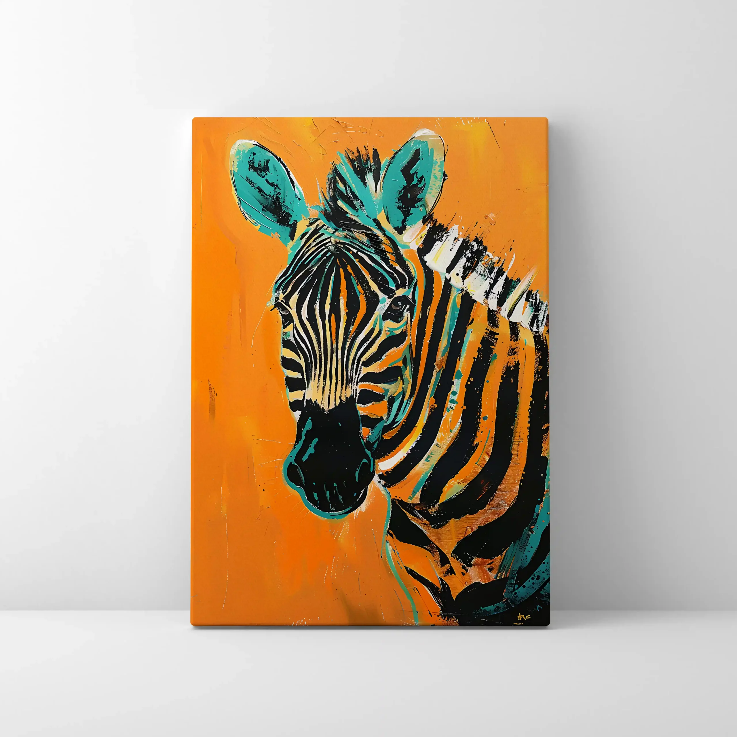 Abstract painting of a vibrant zebra.