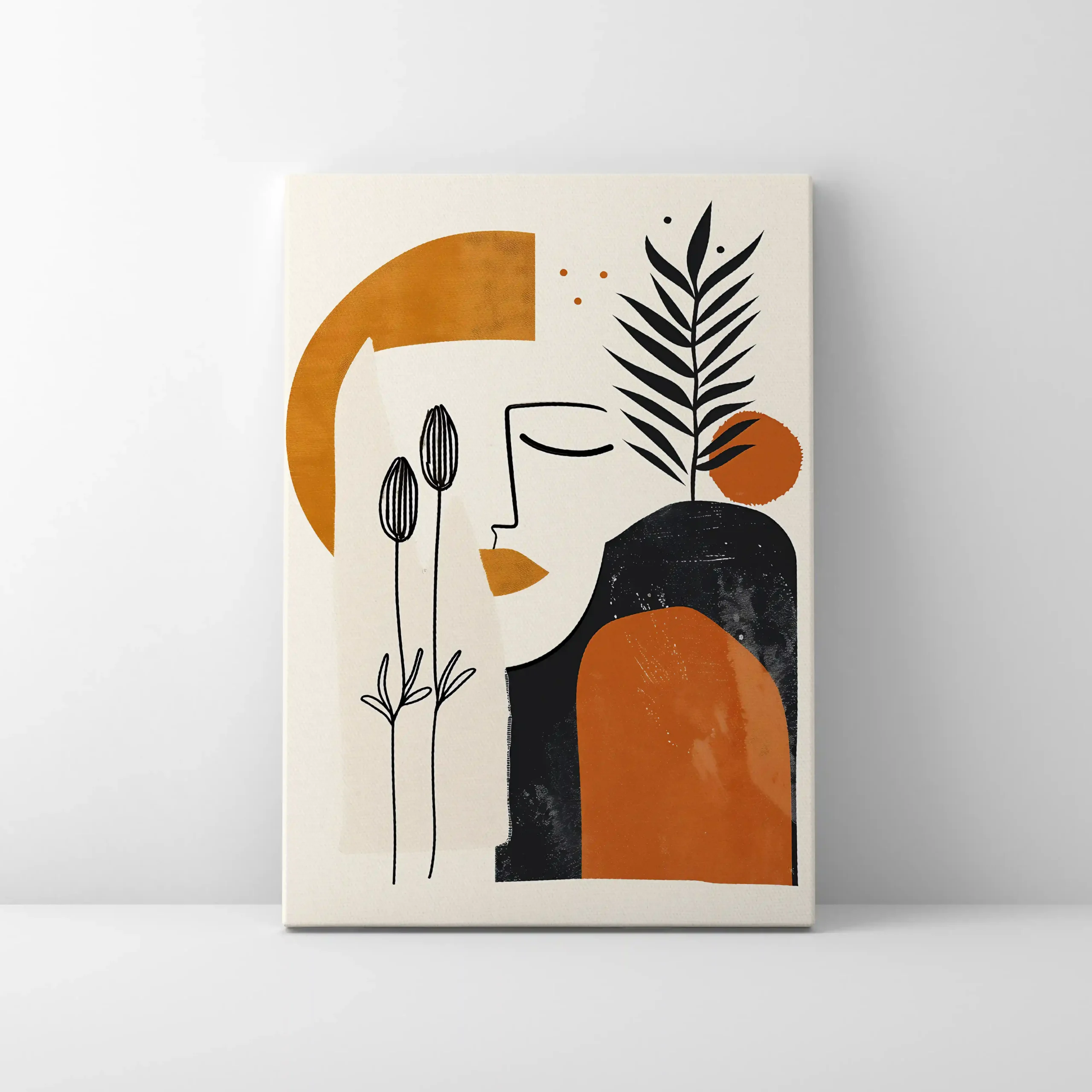 Minimalist abstract art with simple shapes and a neutral palette.