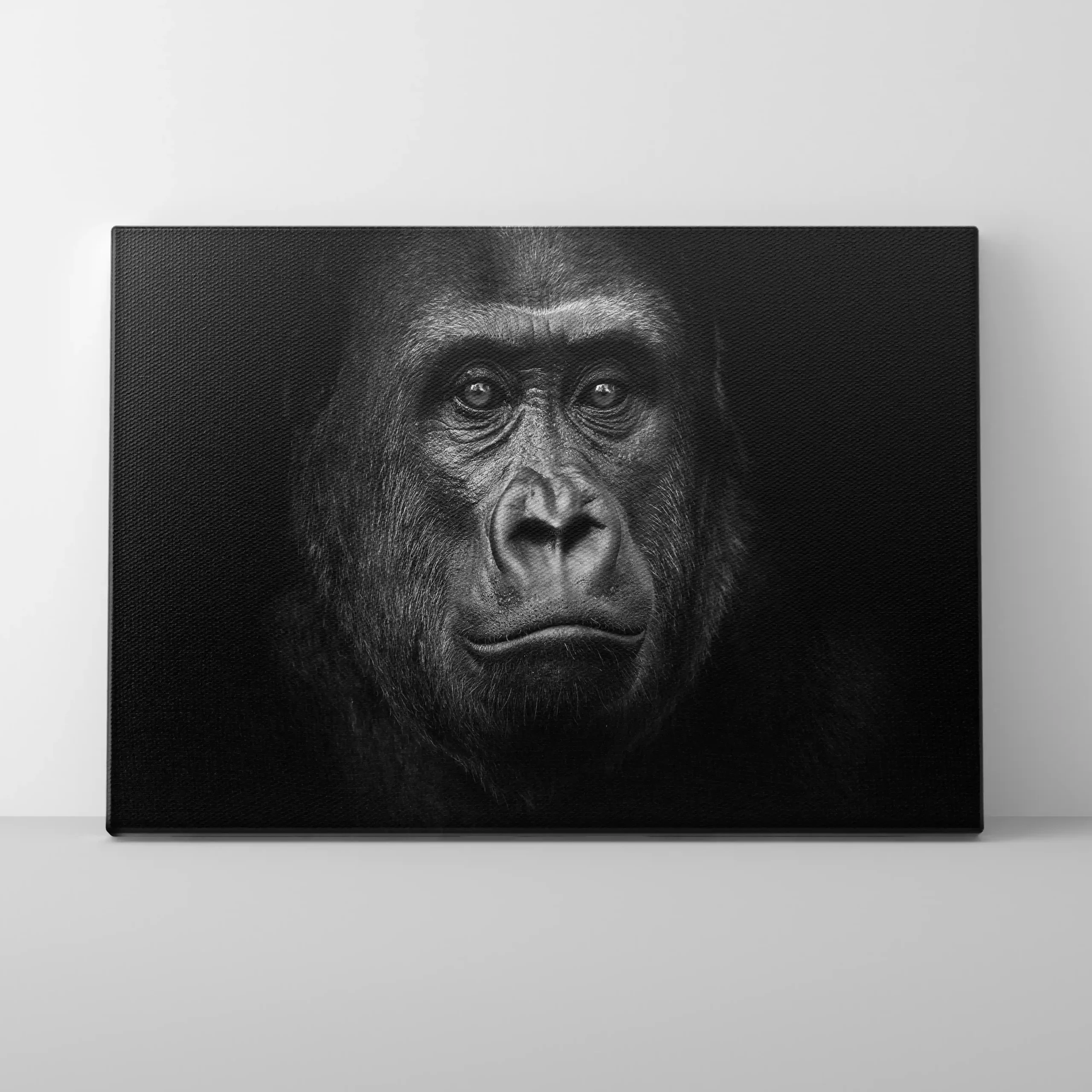 Black and white abstract art of a gorilla.