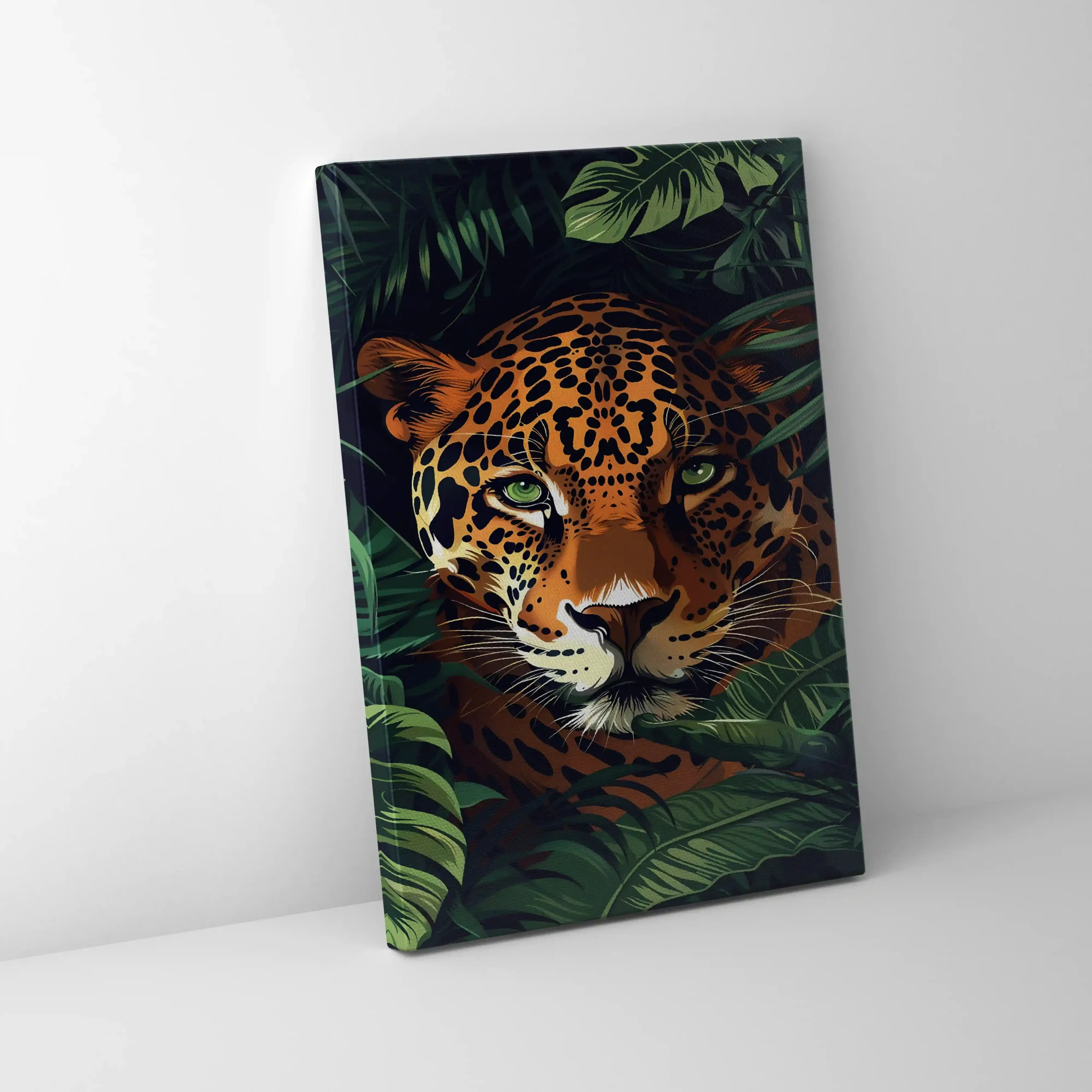 Abstract painting of a tiger in a jungle setting.