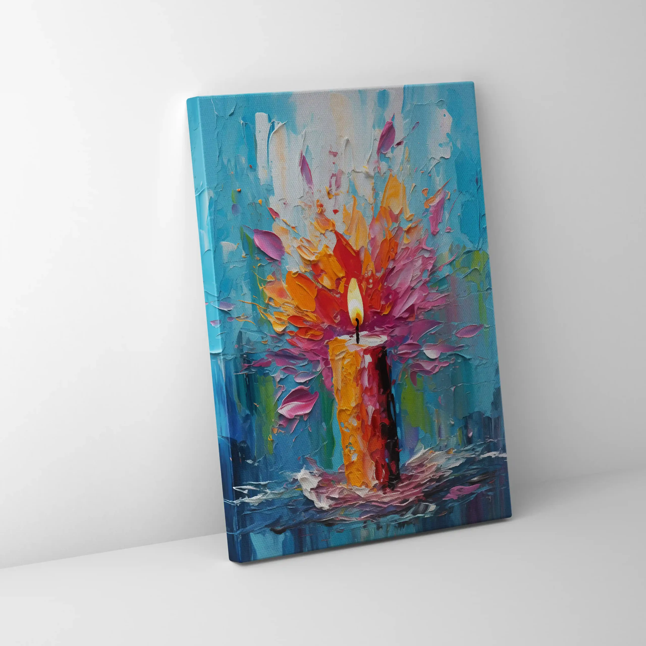 Abstract painting with a burst of vibrant colors.