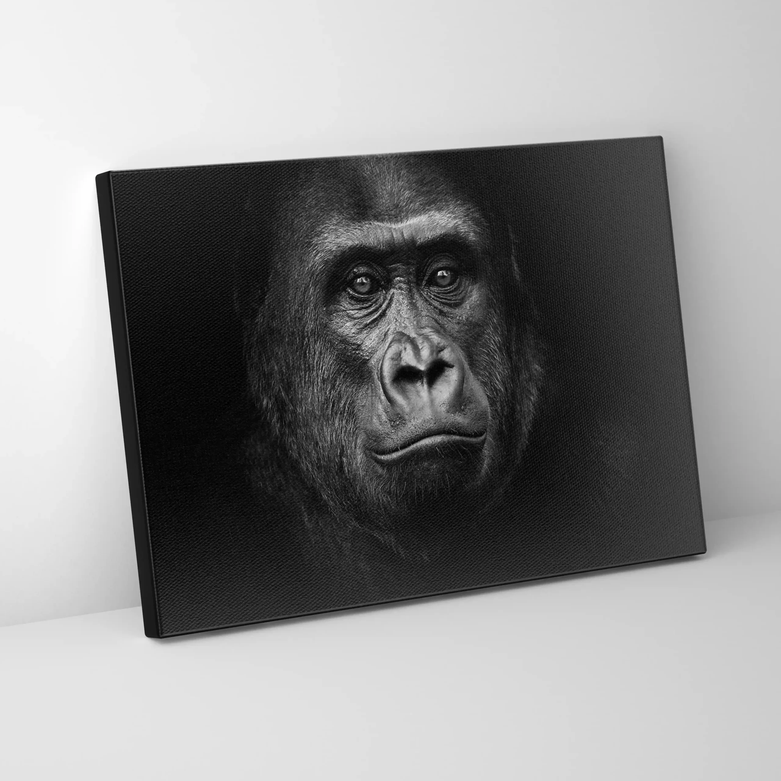 Black and white abstract art of a gorilla.