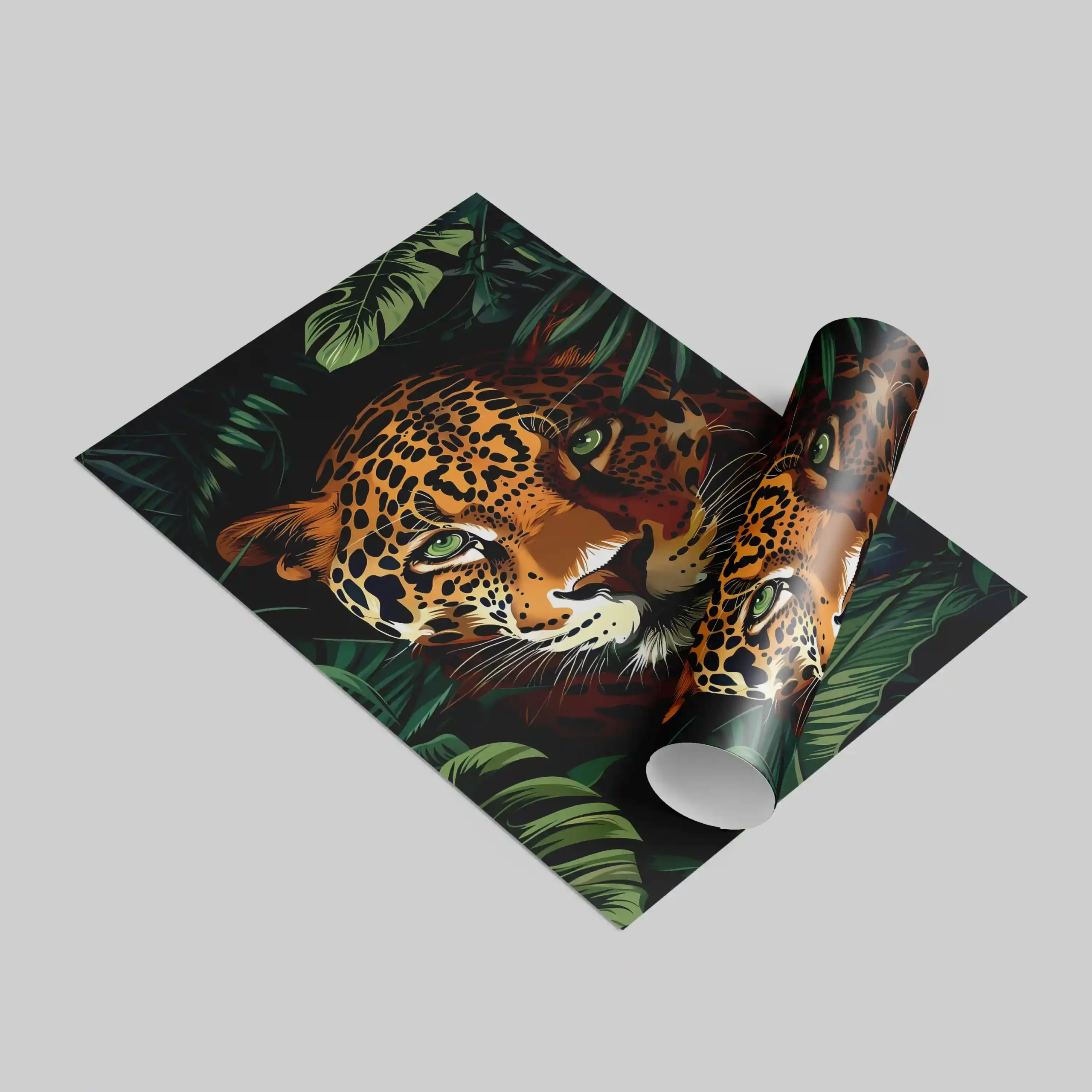 Abstract painting of a tiger in a jungle setting.