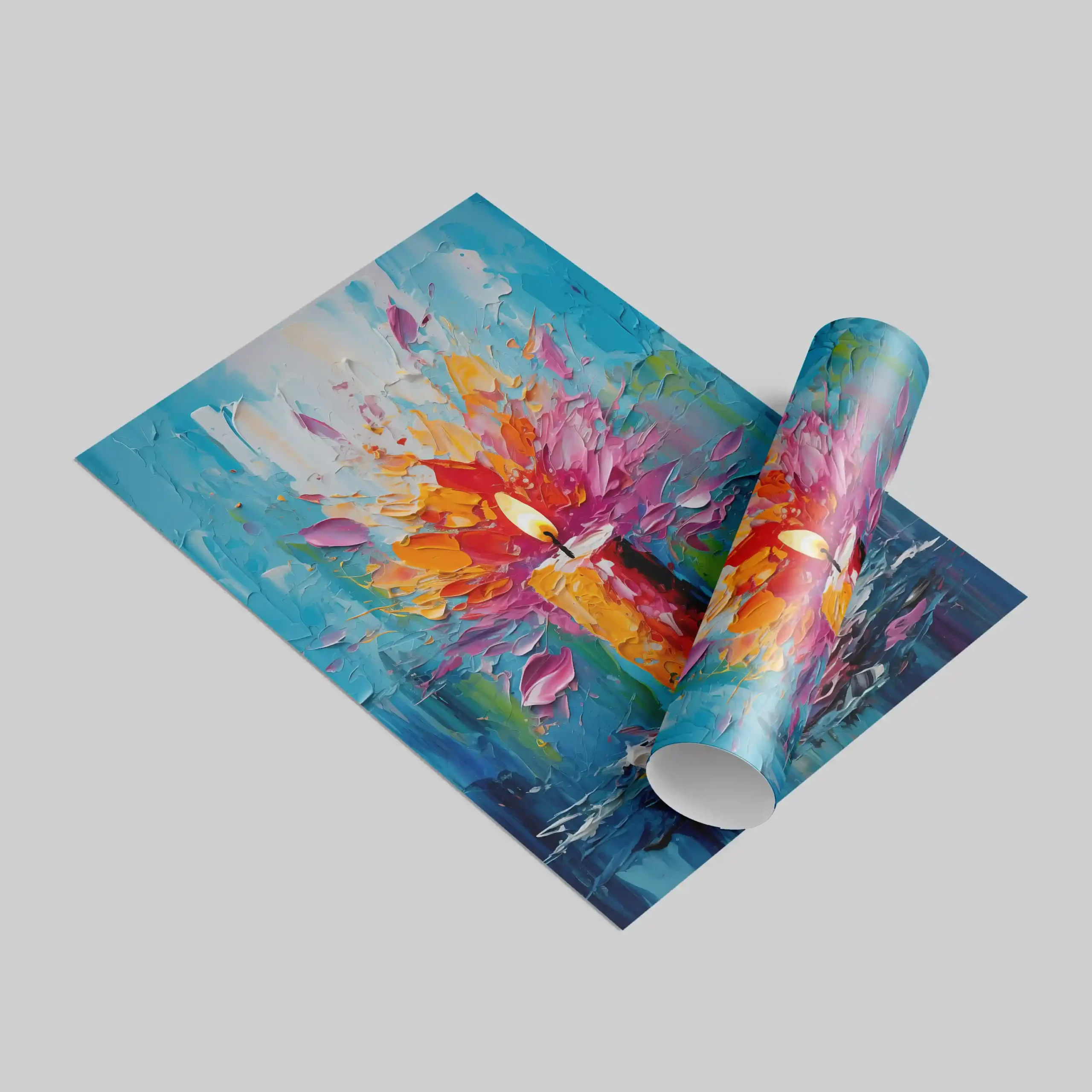 Abstract painting with a burst of vibrant colors.