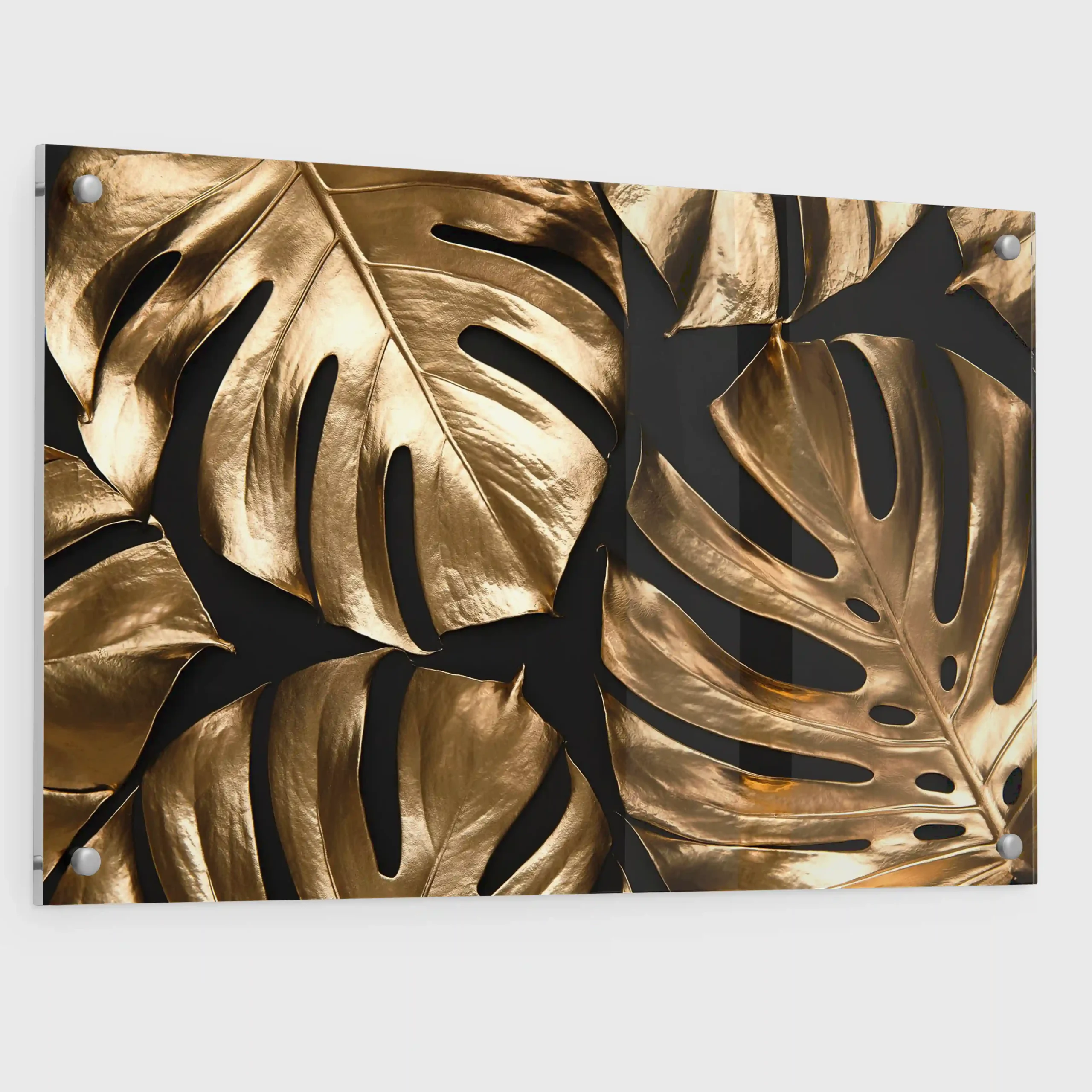 Abstract image of gold leaves on a black background.