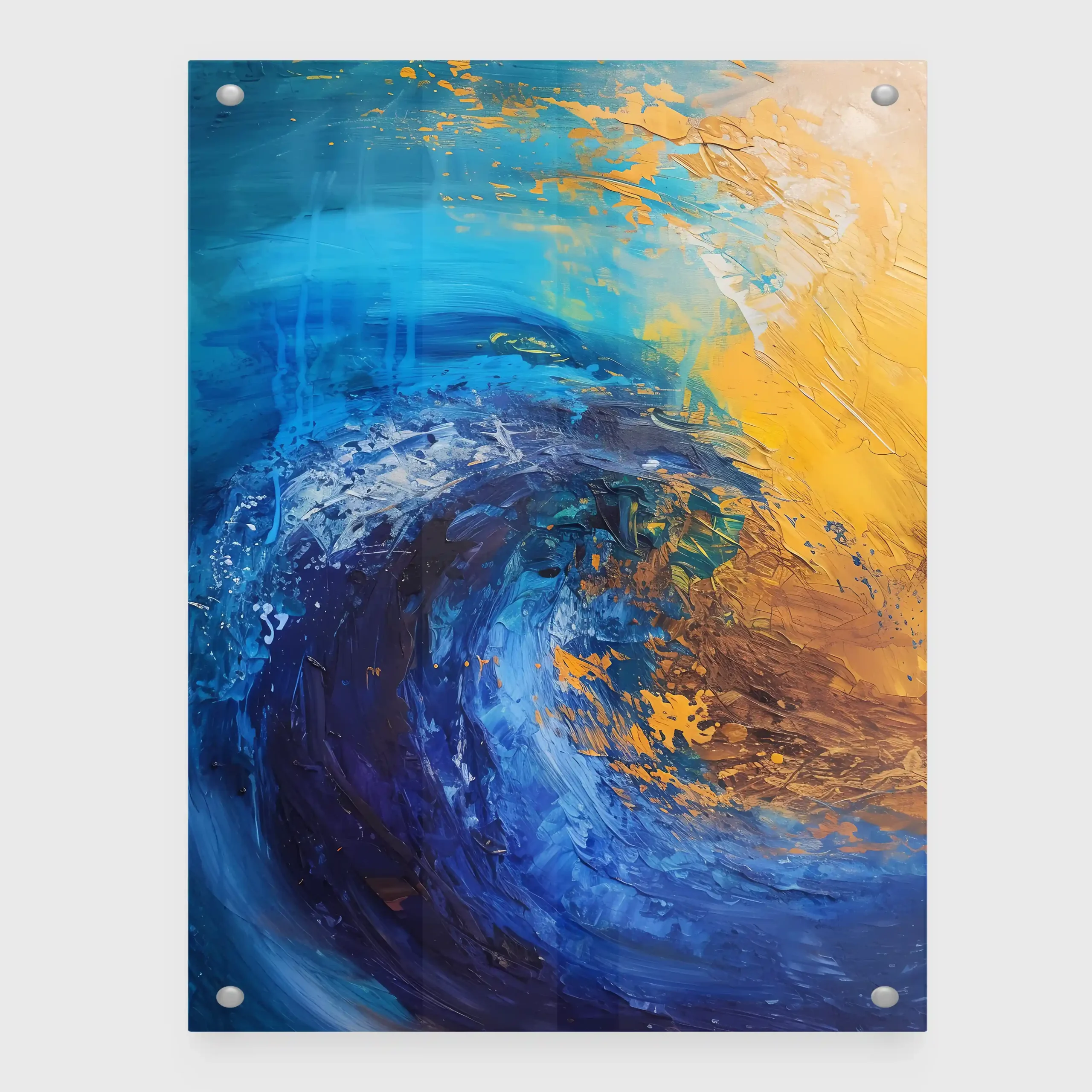 Abstract art of ocean waves crashing with dynamic energy.