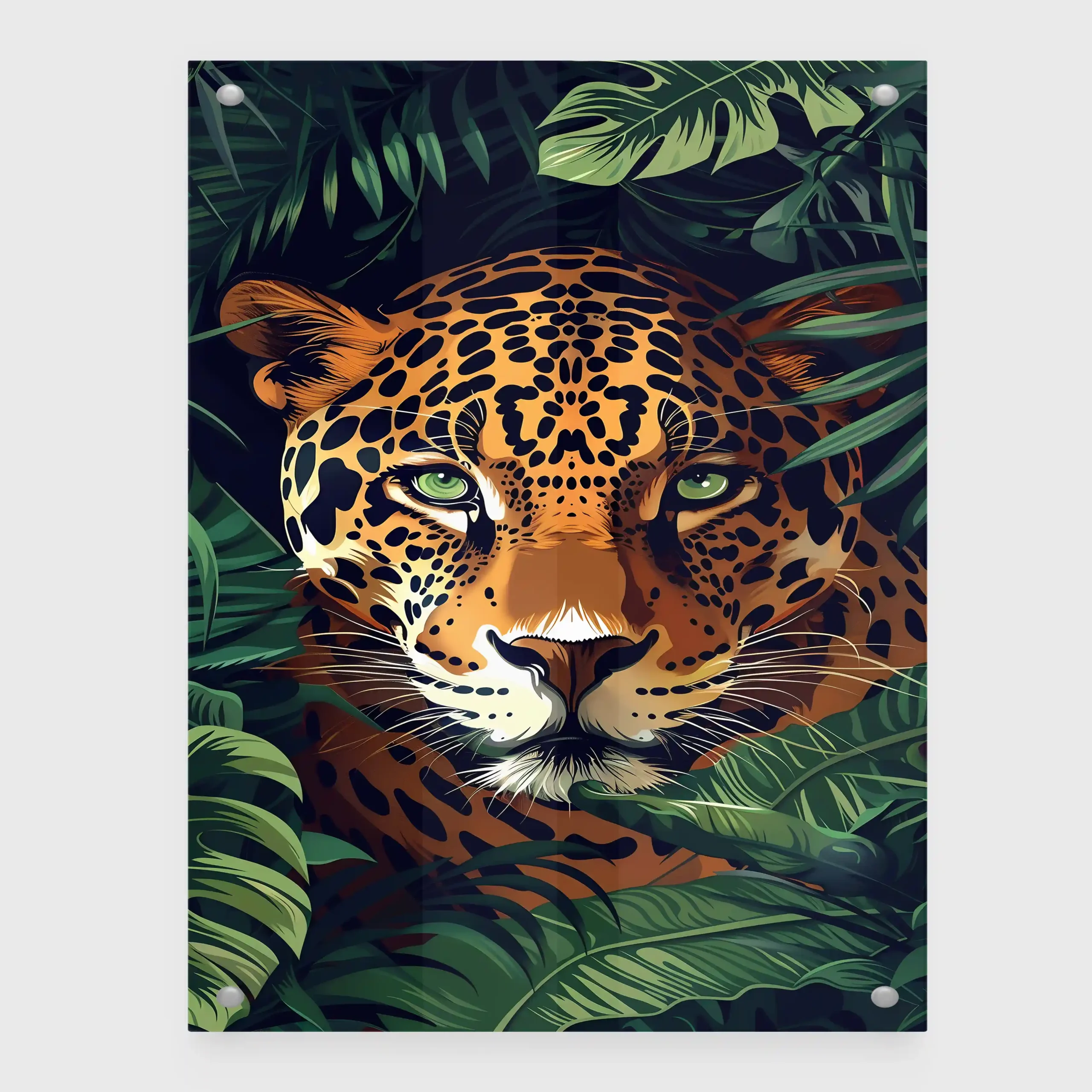 Abstract painting of a tiger in a jungle setting.