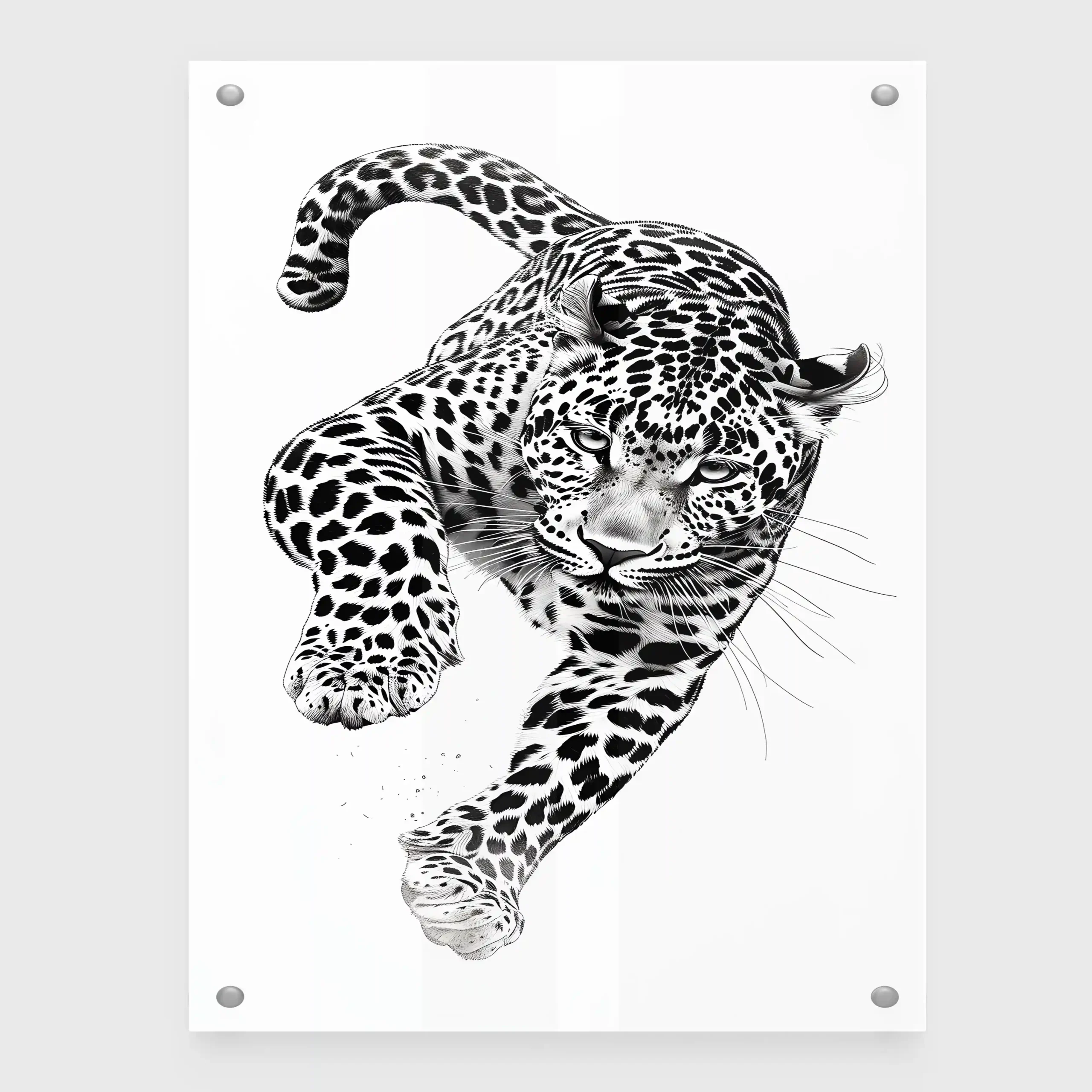 Black and white abstract art of a leopard.