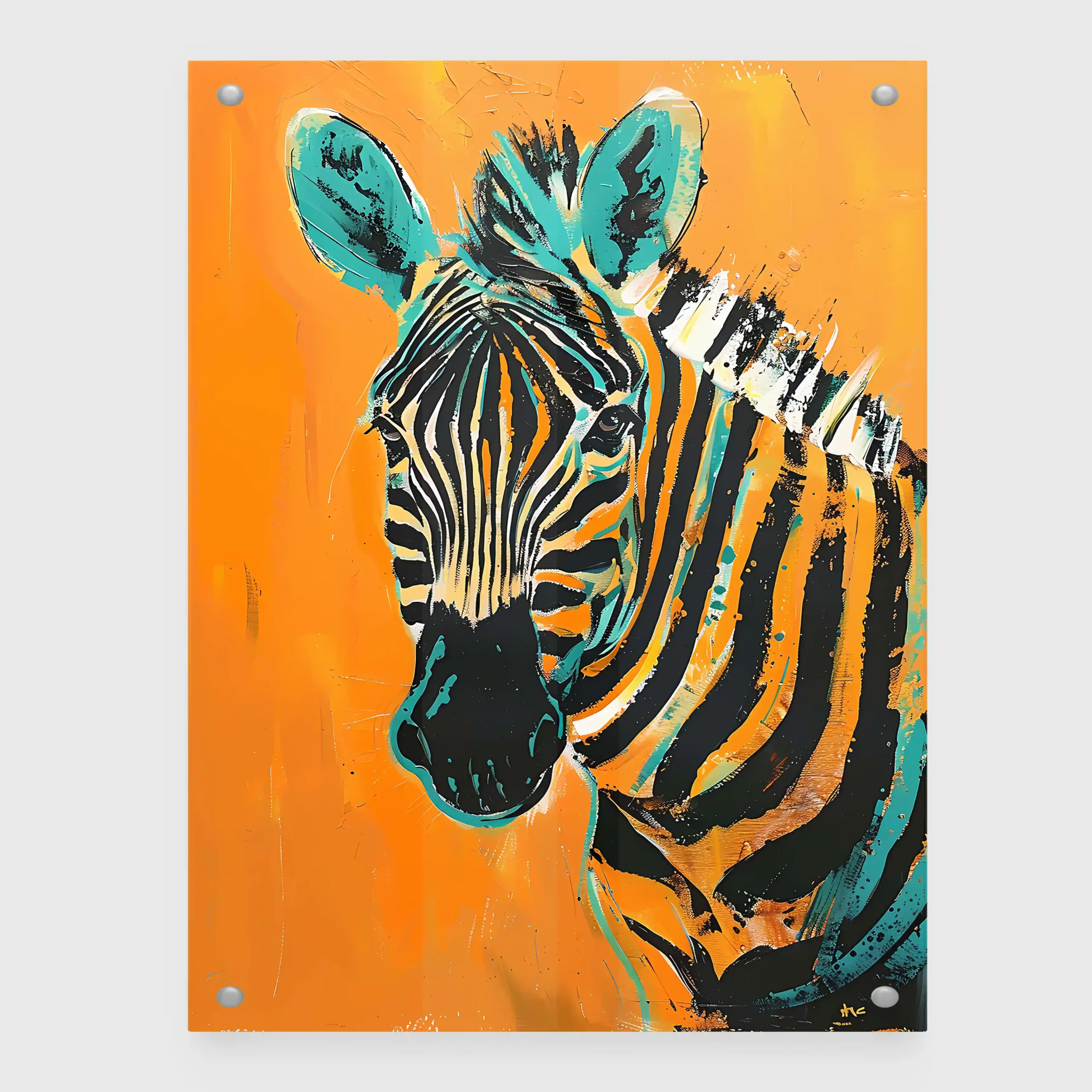 Abstract painting of a vibrant zebra.