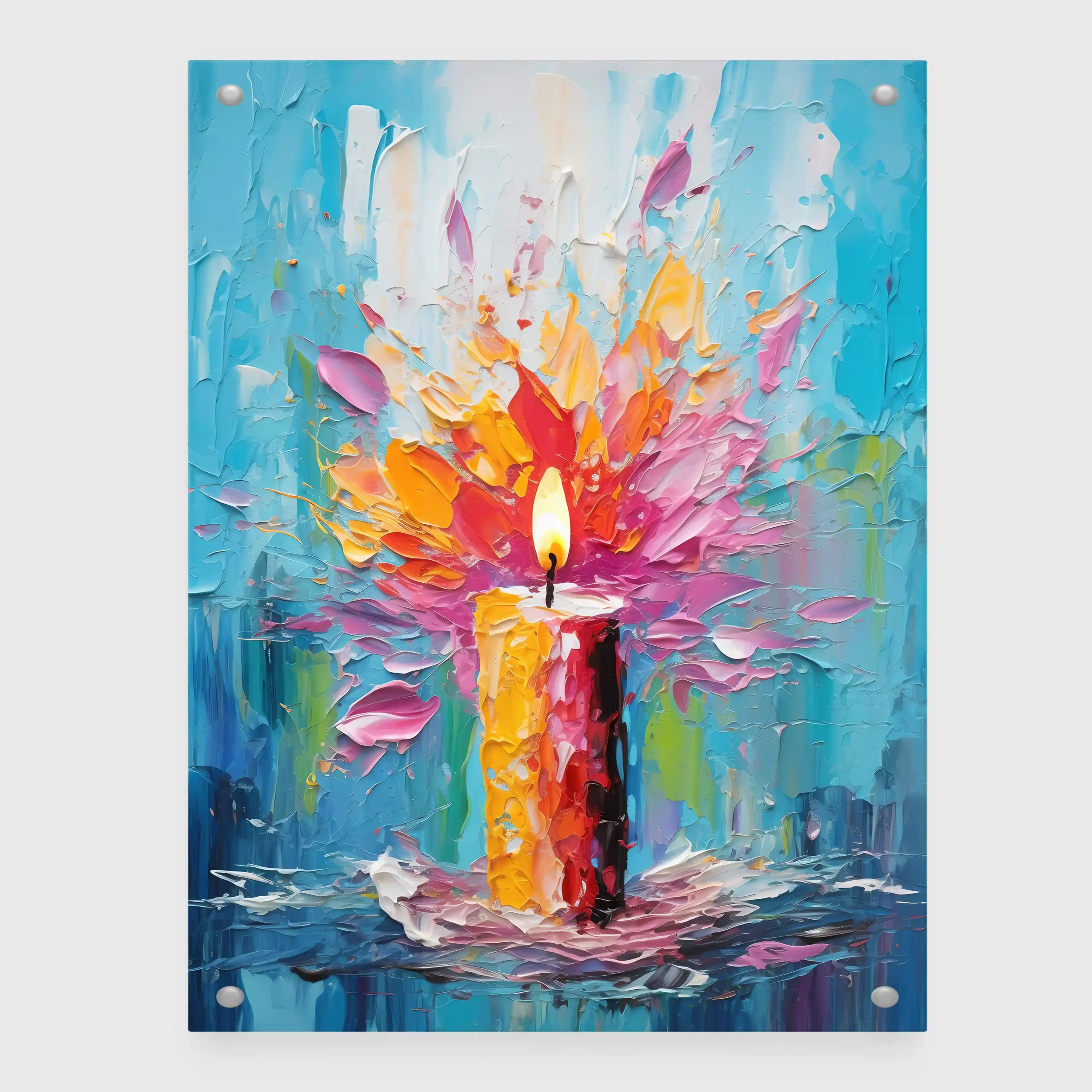 Abstract painting with a burst of vibrant colors.