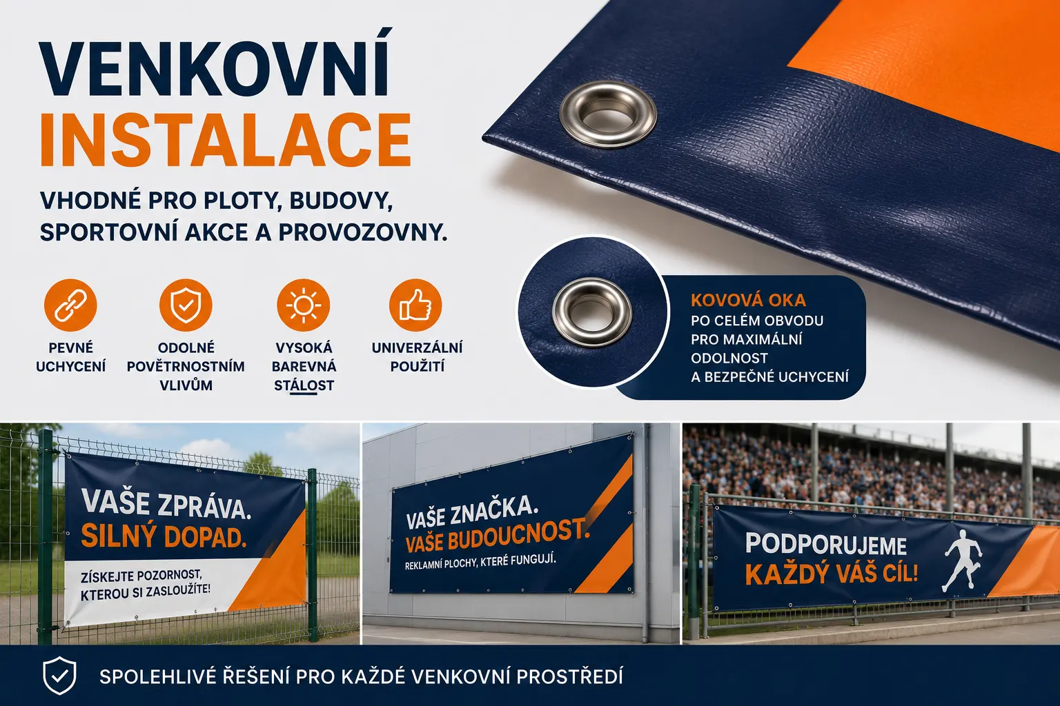 Venkovní PVC banner na plotě