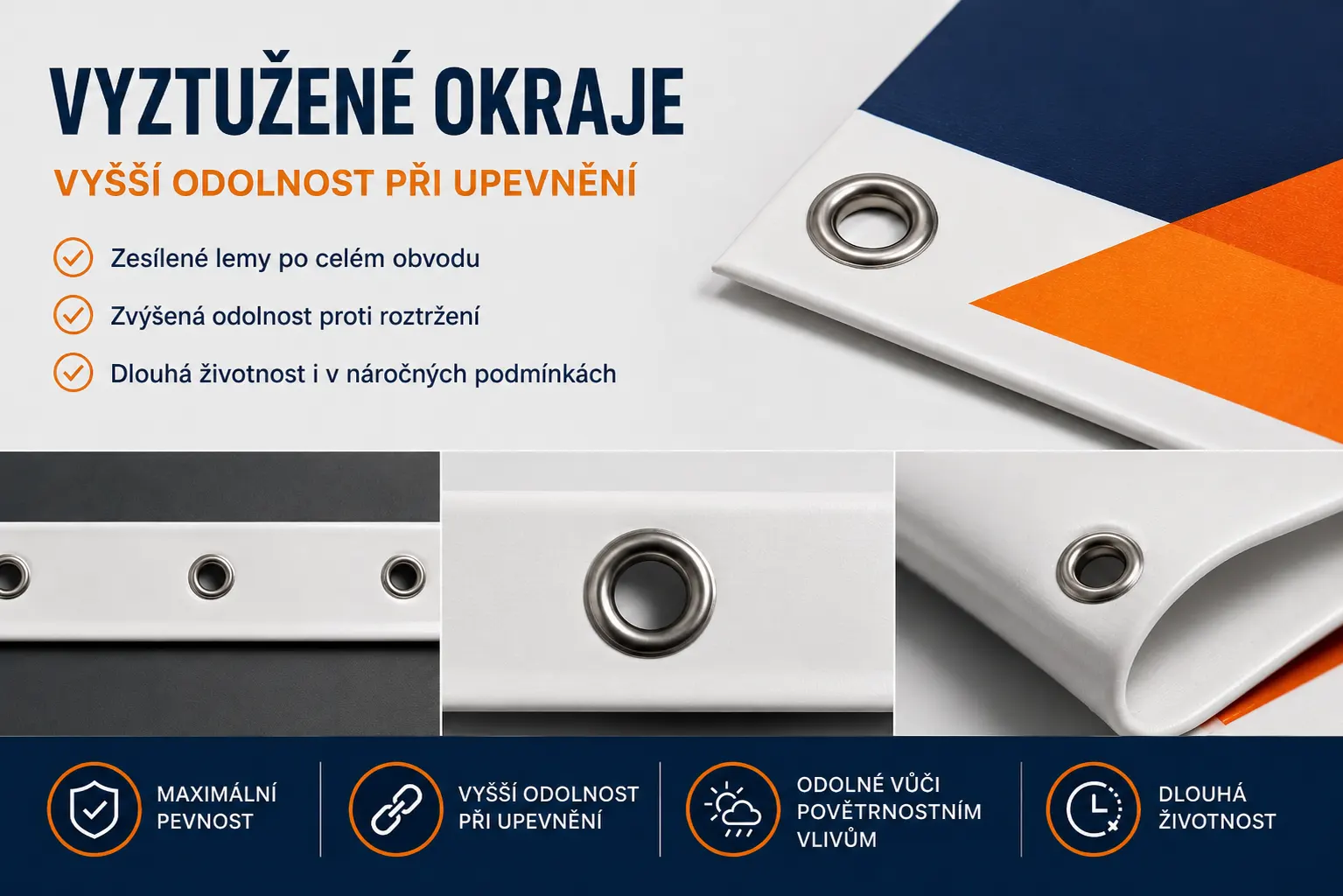Zpevněný okraj PVC banneru